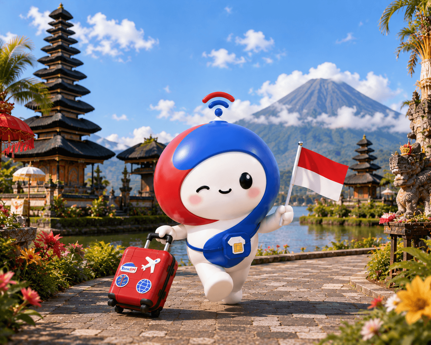 Rizières en terrasses de Bali avec icône 5G — guide d'achat eSIM voyage Indonésie 2026