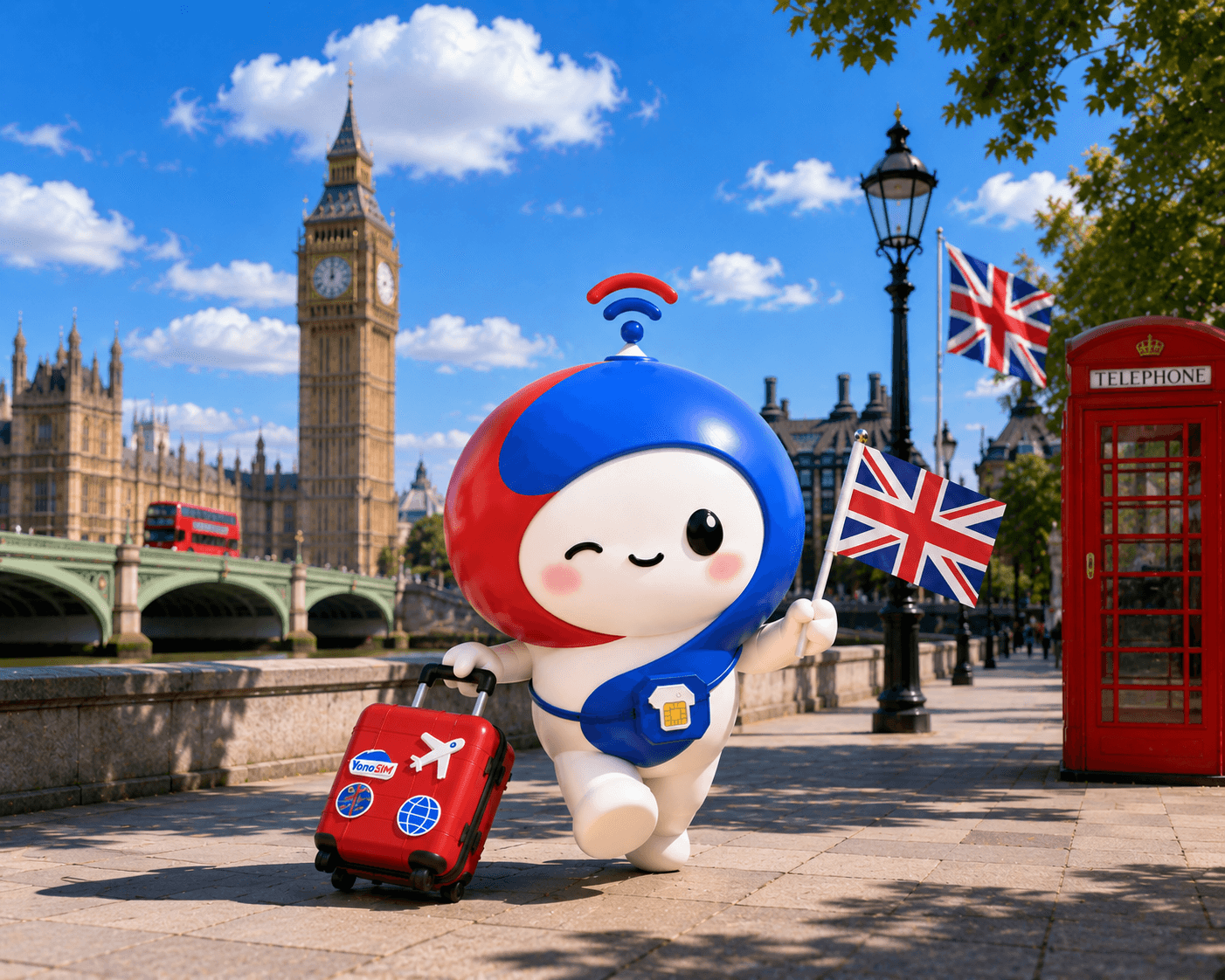Skyline de Londres avec icône 5G — guide d'achat eSIM voyage Royaume-Uni 2026